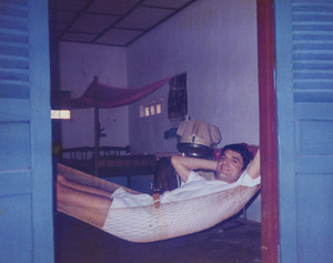 Bernd Bieder in Hängematte, Vietnam 1994
