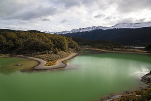 Emerald green lake, Tierra del Fuego National Park, Argentina