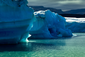 Blue icebergs on Lago Argentino, Patagonia, Argentina