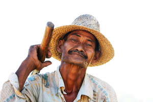 Alter Sasak Bauer, Mann mit Hut, Lombok, Indonesien