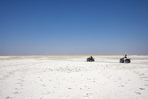 Traveling with Quads in the Makgadikgadi Salt Pan, Botswana