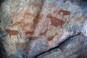 Tsodilo Hills and rock painting, Botswana