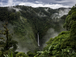 Mountains and canyons with fog and jungle, waterfall, Costa Rica, Central America