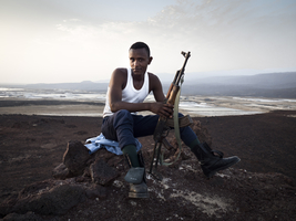 Soldier with rifle, Ethiopia, Africa