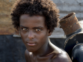 Young man with curls, magic look, shining eyes, Ethiopia, Africa
