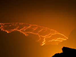 Lava flow with flowing magma, active volcano Erta Ale, Ethiopia, Africa