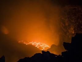 Gorge with flowing magma, active volcano Erta Ale, Ethiopia, Africa