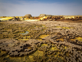 Geothermal area with deposits and salt lakes, Dallol, Danakil Depression, Ethiopia, Africa