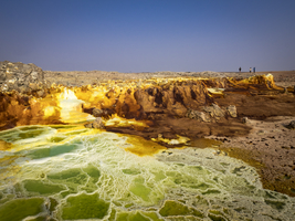 Geothermal area with sulfur deposits and acidic salt paints, Dallol, Danakil Depression, Ethiopia, Africa