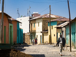 Street with adobe buildings