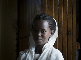 Girl with white clothes, portrait, Axum, Ethiopia, Africa