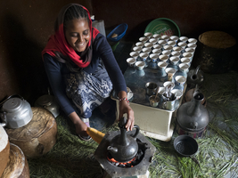 Coffee ceremony traditional, Ethiopia; Africa