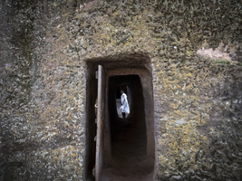 Passage through rocks, Lalibela, Ethiopia, Africa