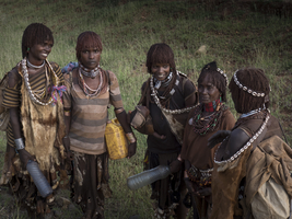 Women with jewelry from the Hamar tribe, Omo region, Ethiopia, Africa