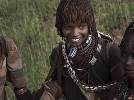 Women with jewelry from the Hamar tribe, Omo region, Ethiopia, Africa