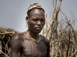 Warrior with decorative scars, Dassanech tribe, Ethiopia, Africa