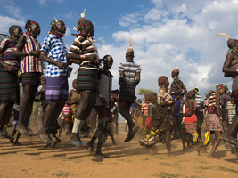 Traditional Evangadi dance, Hamar tribe, Omo region, Ethiopia, Africa