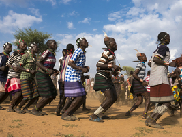 Traditional Evangadi dance, Hamar tribe, Omo region, Ethiopia, Africa