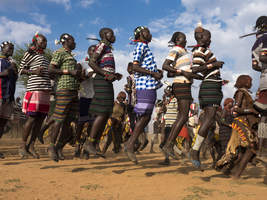 Traditional Evangadi dance, Hamar tribe, Omo region, Ethiopia, Africa