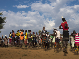 Traditional Evangadi dance, Hamar tribe, Omo region, Ethiopia, Africa