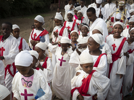 Procession at the Meskel Festival, Ethiopia, Africa