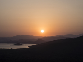 Lake Abaya, sunset over the mountains, near Arba Minch, Ethiopia, Africa