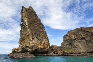 Pinnacle Rock, rocks on coast, Bartolomé, Galápagos Islands