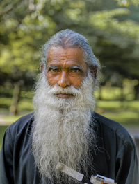 Alter singhalesischer Mann mit langem Bart, Sri Lanka