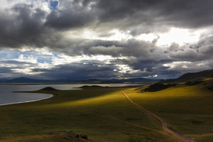 Landscape in the light at Terkhiin Tsagaan Lake, Mongolia