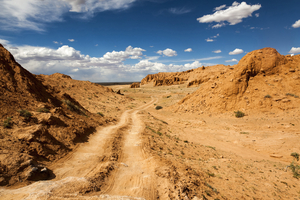 Sand road through Flaming Cliffs, Mongolia