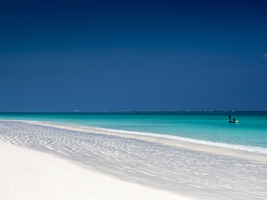 Long white beach, turquoise sea, Ambatomilo, Madagascar