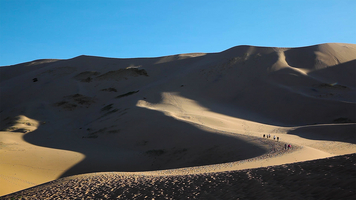 Hongor dunes, blue sky, Gobi, Mongolia