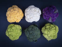 Assortment of colored cauliflowers