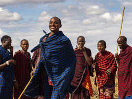 Group Maasai dancing, Tanzania