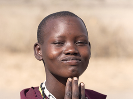 Young Maasai, portrait, laughing, Tanzania