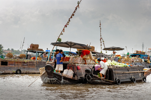 Schwimmender Markt, Boote, Gemüse, Früchte, Mekongdelta, Vietnam