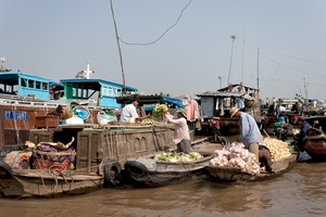 Schwimmender Markt, Boote, Gemüse, Früchte, Mekongdelta, Vietnam