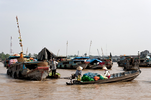Schwimmender Markt, Boote, Gemüse, Früchte, Mekongdelta, Vietnam