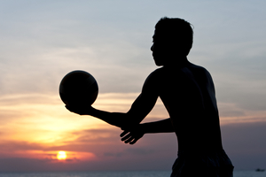 Volleyball Spieler am Strand, Vietnam
