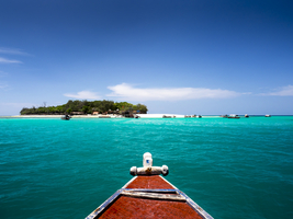 Boat in front of Prison Island, Zanzibar
