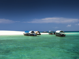 Boats in front of Prison Island, Sandbank, Zanzibar