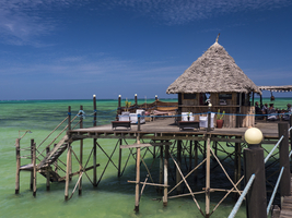 Jetty Bar, stilt house, Jambiani, Paje, Zanzibar, Tanzania